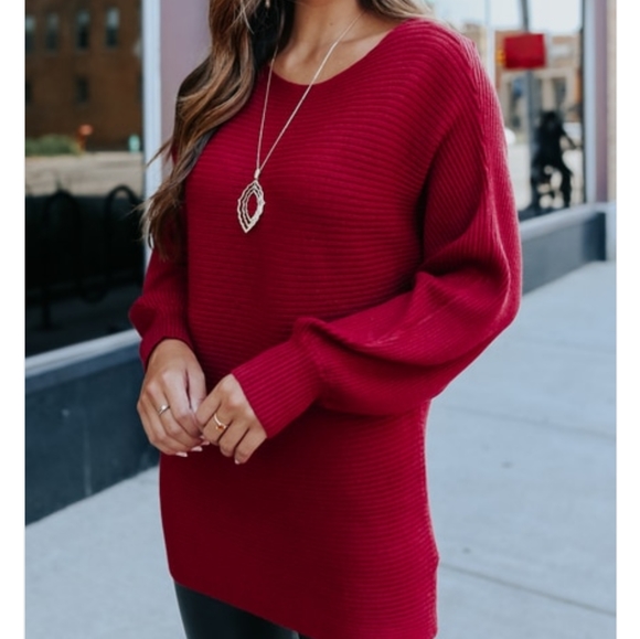 Scarlett Dolman Boatneck Ribbed Sweater - Picture 3 of 5